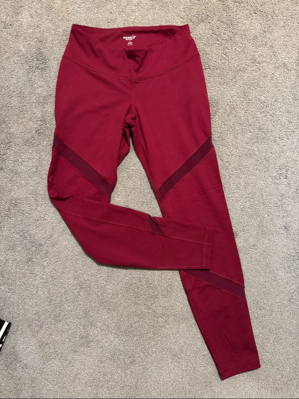 Old Navy Maroon Athletic Leggings with Mesh Panels